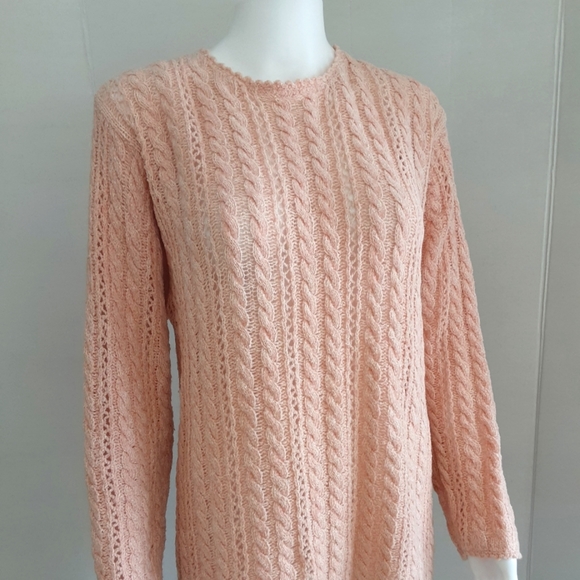 STUDIO BY LIZ CLAIBORNE PEACH PULLOVER CABLE KNIT SWEATER SZ LP - Picture 2 of 8